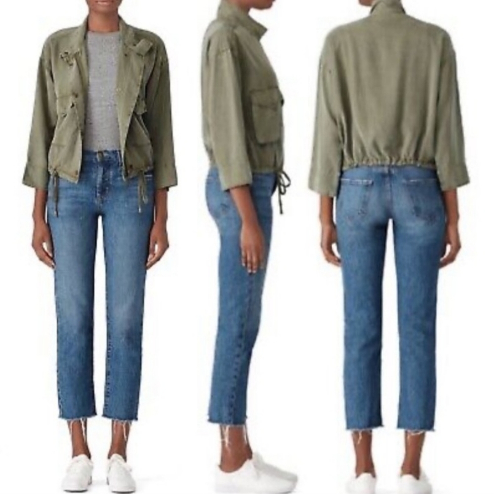 Splendid Wilder Cropped Utility Jacket Size Small Khaki Green NEW NWT